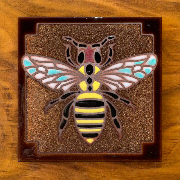 Bee Hand Glazed Art Tile Trivet