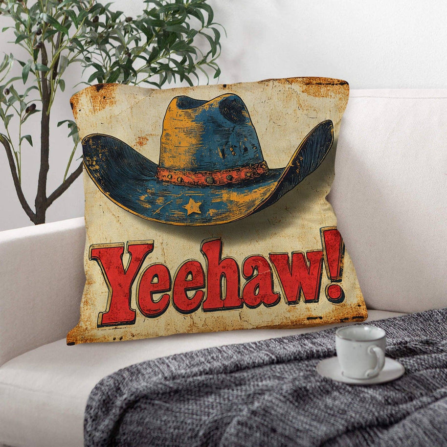 Vintage Western Yeehaw Pillow