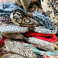 Boho Bandanas With Cowhide Leather Slides