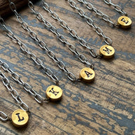 Circle Initial Pendant Necklace TWO TONE