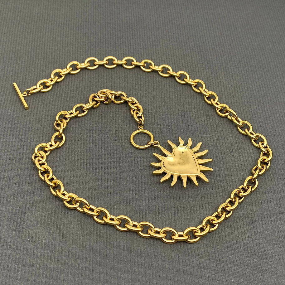 Glossy Heart of Light 18K GP S.Steel Necklace