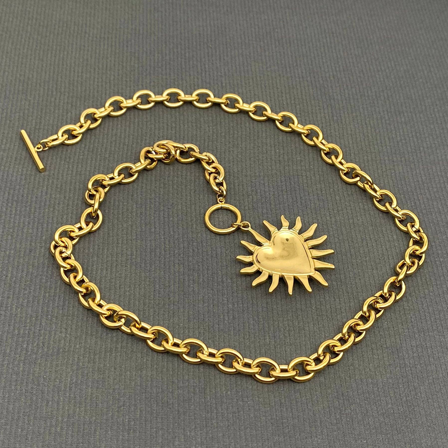 Glossy Heart of Light 18K GP S.Steel Necklace