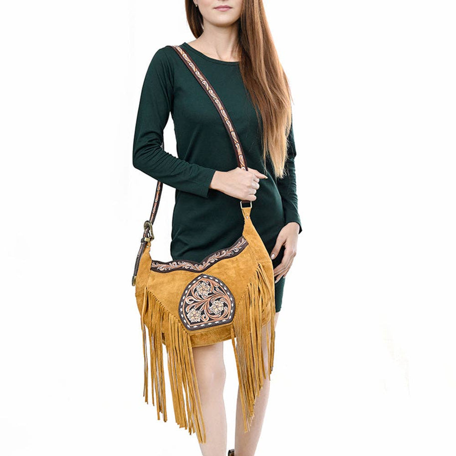 Western Leather Hobo Bag Hand Tooled