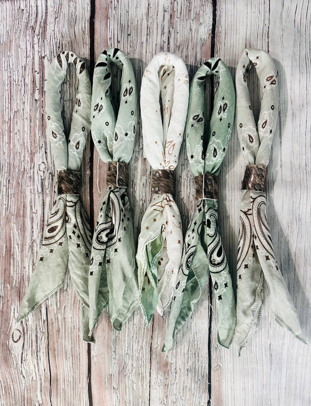 Sage Green Bandanas & Leather Slide