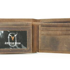 Men’s Bi-Fold Wallet with Bison Skull, Tan