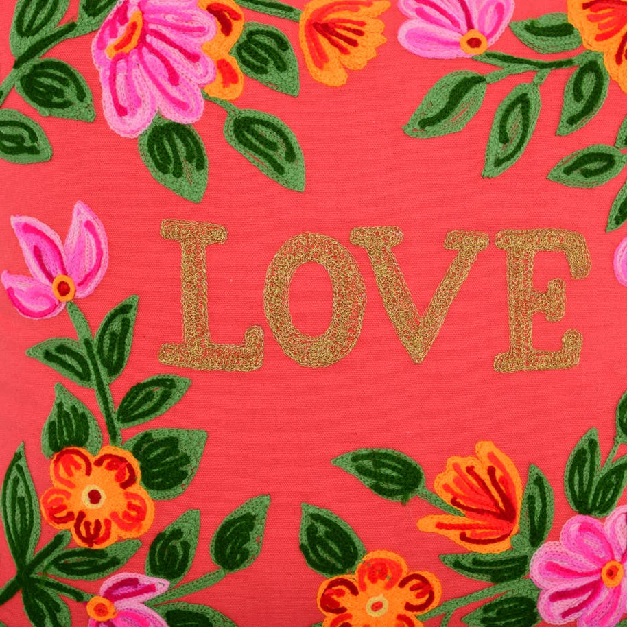 Embroidered Love Pillow
