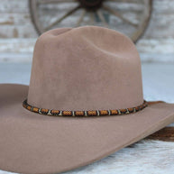 Round Orange Snake Print Beaded Hat Band