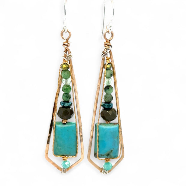 Blade of Grass Turquoise Drop Earrings