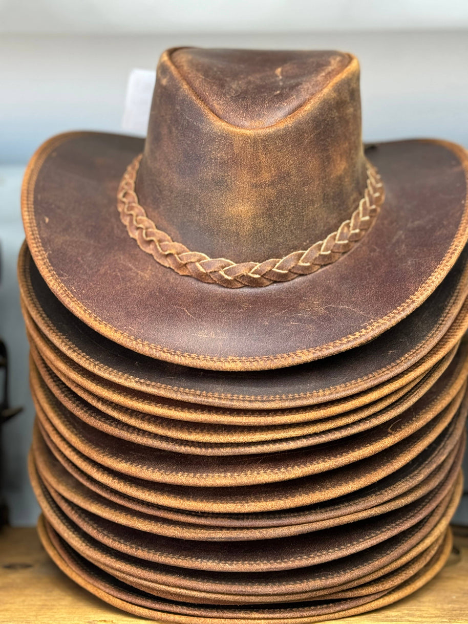 Gunner Leather Western Outback Hat