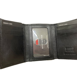 Double Stitch Leather Trifold Wallet