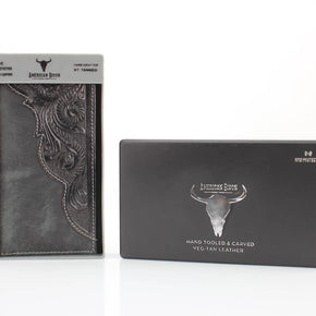 Oil Pull Up Tooled Leather Accent Rodeo Wallet