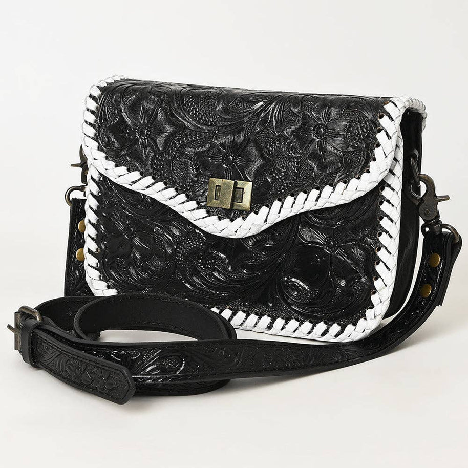 Black & White Tooled Leather Purse