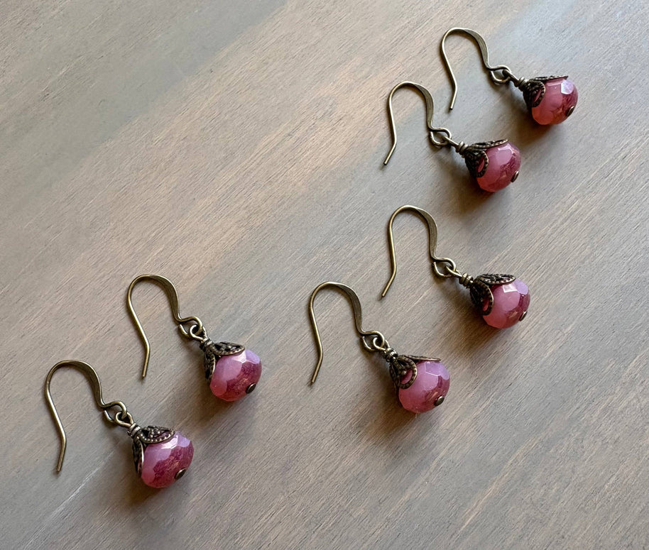 Earthen Beauty Simple Drop Earrings in Raspberry