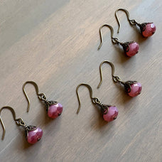 Earthen Beauty Simple Drop Earrings in Raspberry