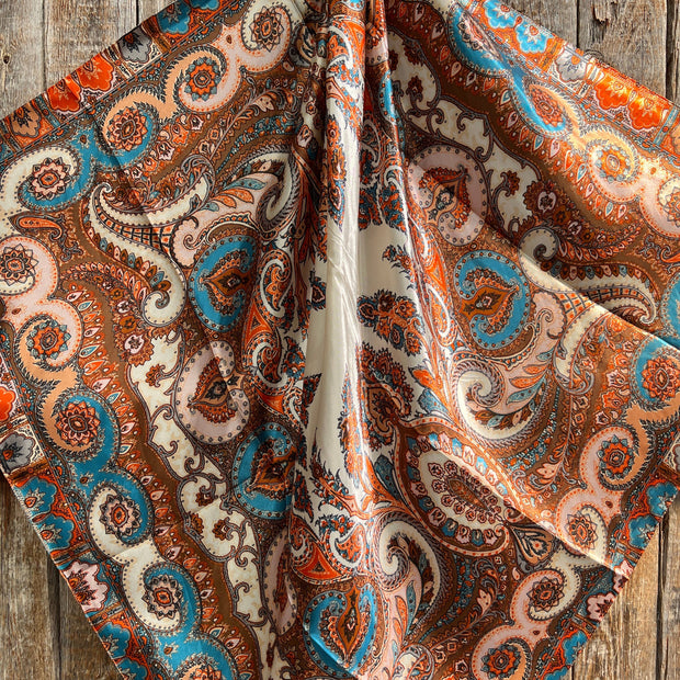 35X35"  Tan & Cream Paisley Wild Rag WR907