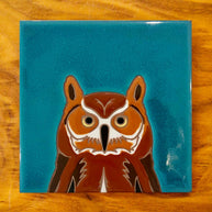 Owl Hand Glazed Art Tile Trivet