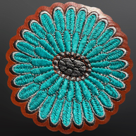 Western Trucker Hat Iron On Patch - Turquoise Flower