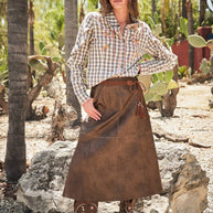 Gingham Embroidered Western Snap Blouse