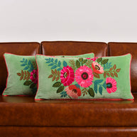 Aqua Velvet Embroidered Pillow, 28