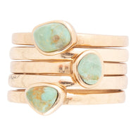 Blue Turquoise Golden Stacking Ring Set