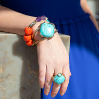 Blue Turquoise Rhombus Statement Cuff Bracelet