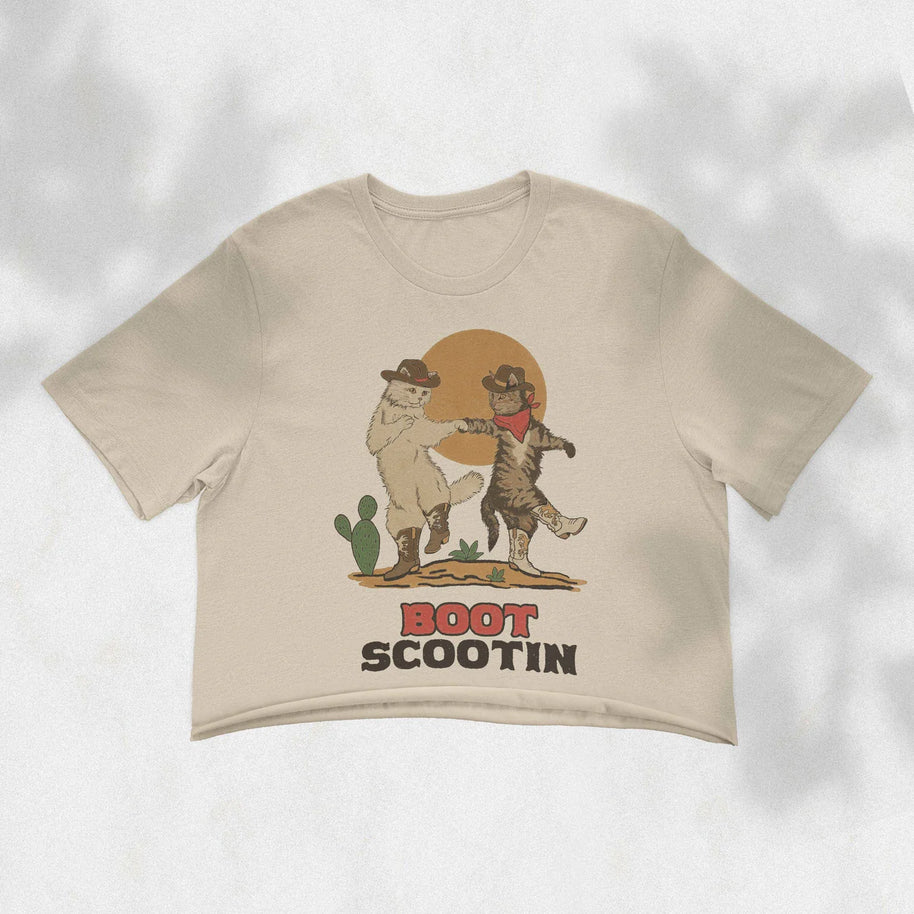 Boot Scootin Kittie T-Shirt, Cropped & Regular