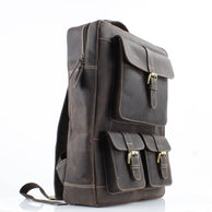 Hunter Leather Backpack with Front Pockets