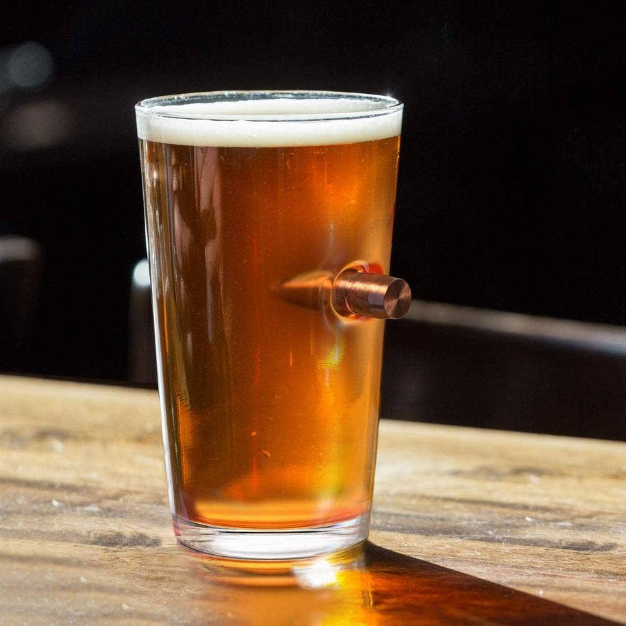 50 Caliber Real Bullet Pint Glass