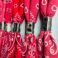 Bright Red Hand Dyed Bandanas With Leather Slides 