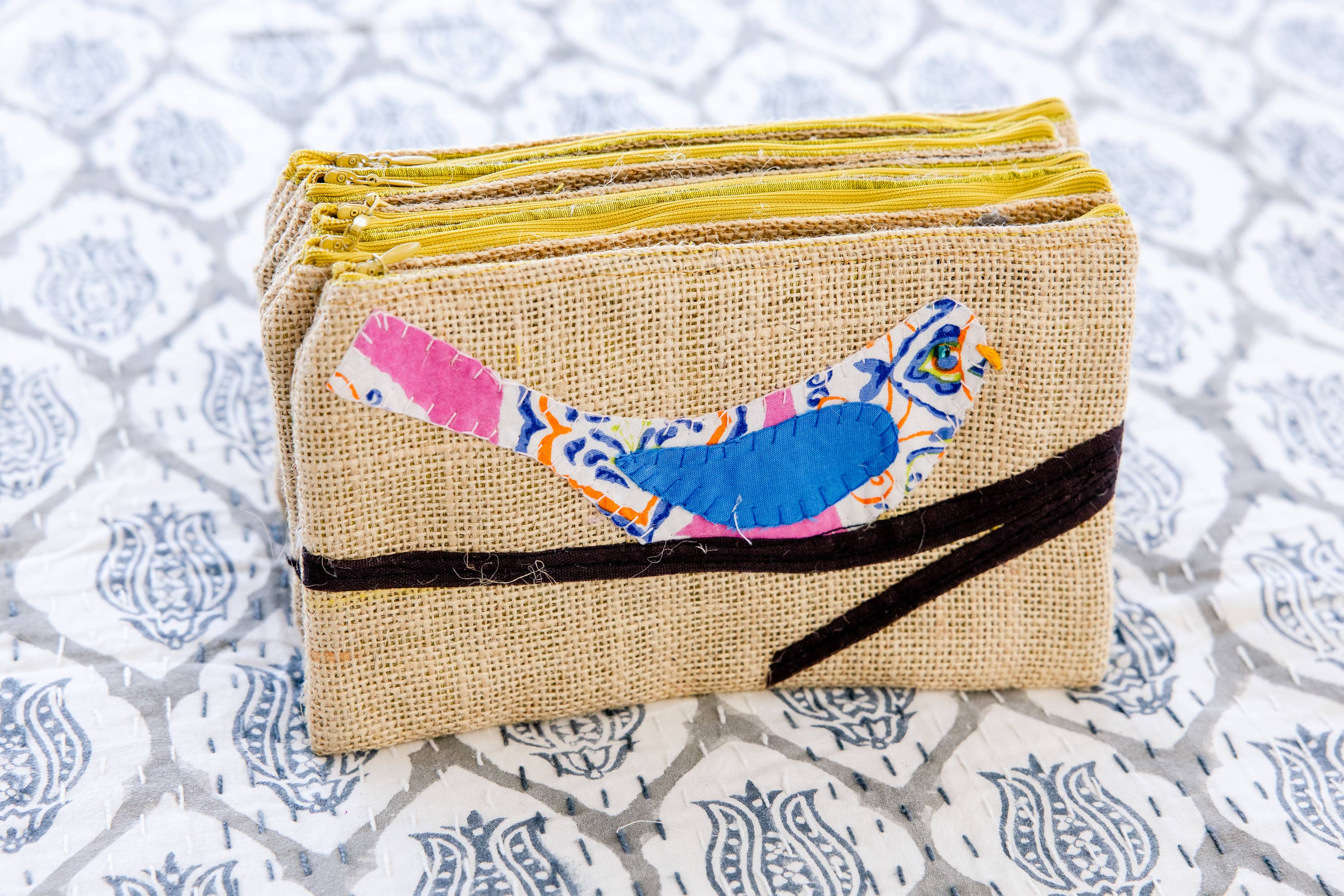 Bella Bird Pouch Silk Lined Large
