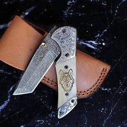 Titan American Eagle - White Wolf Damascus folding / EDC/
