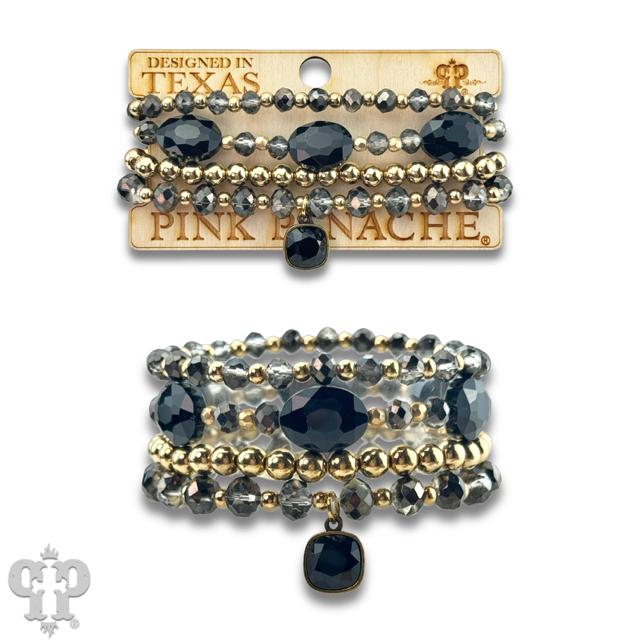 Swarovski® drop four-strand faceted bead bracelet