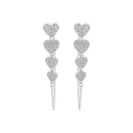 Sterling Silver 4 Heart Dangle Cuff Earrings