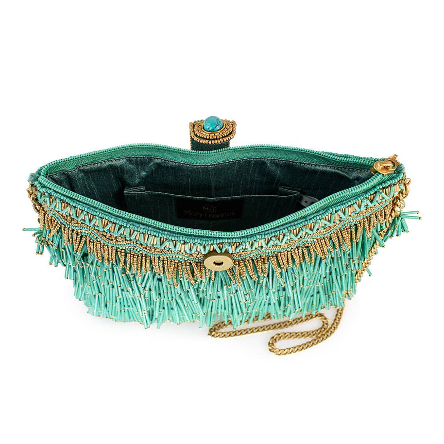 Turquoise Fringe Beaded Crossbody