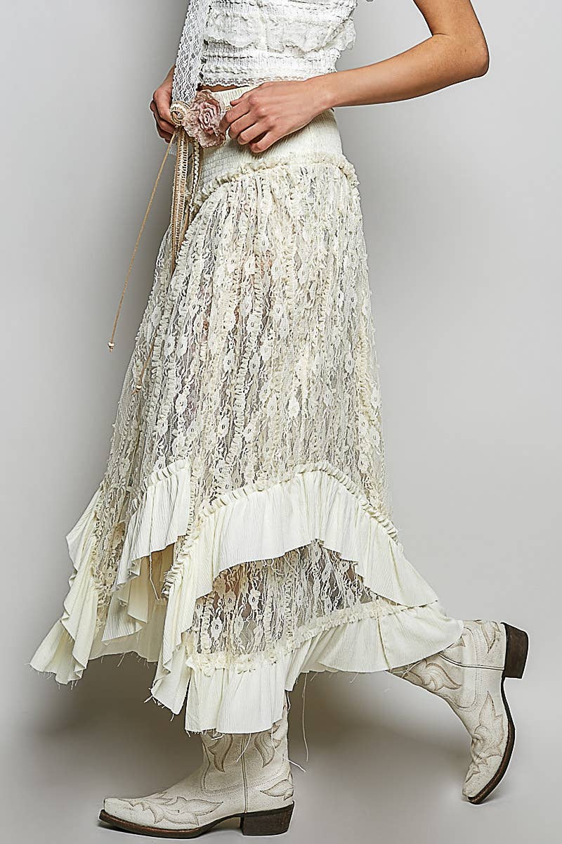 Reverse Ruffle Lace Skirt