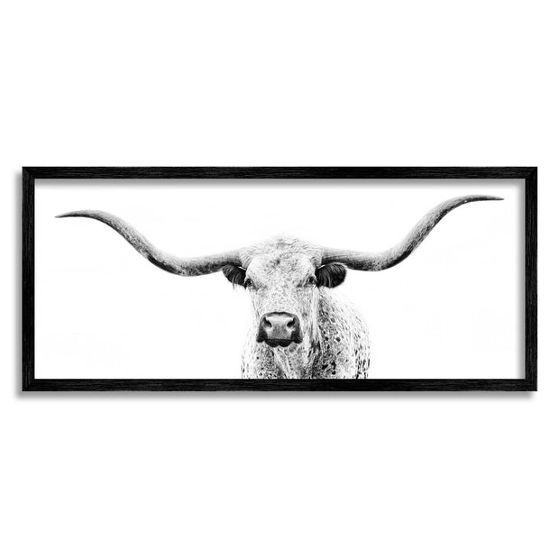 Minimal Longhorn Cattle Photograph Framed