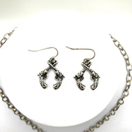 Rhinestone Pistol Necklace with Earrings