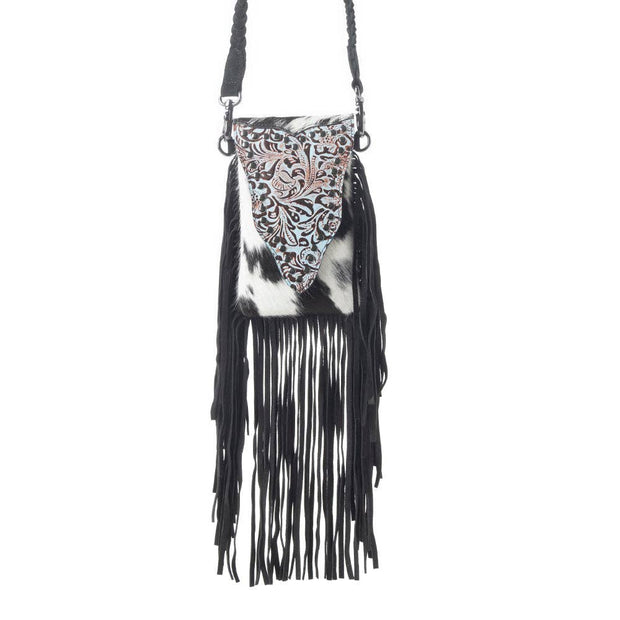 Dakota Drift Hair-on-Hide Purse,Ebony & White