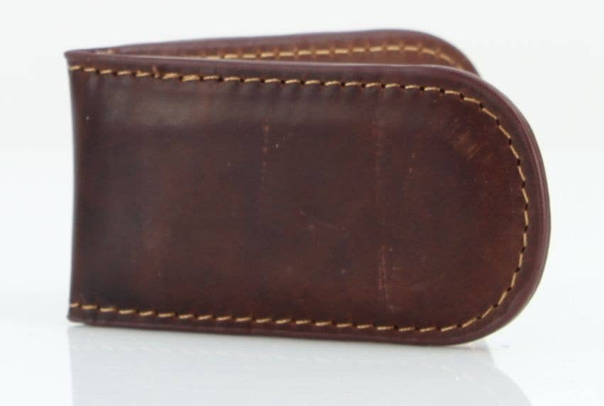 American Bison Oil Pull Up Leather Money Clip