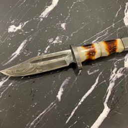 Damascus Hunting Knife Full Tang with Damascus Hilt