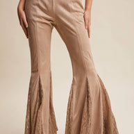 Lace Inset Flare Pants