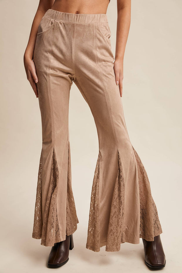 Lace Inset Flare Pants
