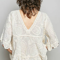 V-neck Solid Crochet Top