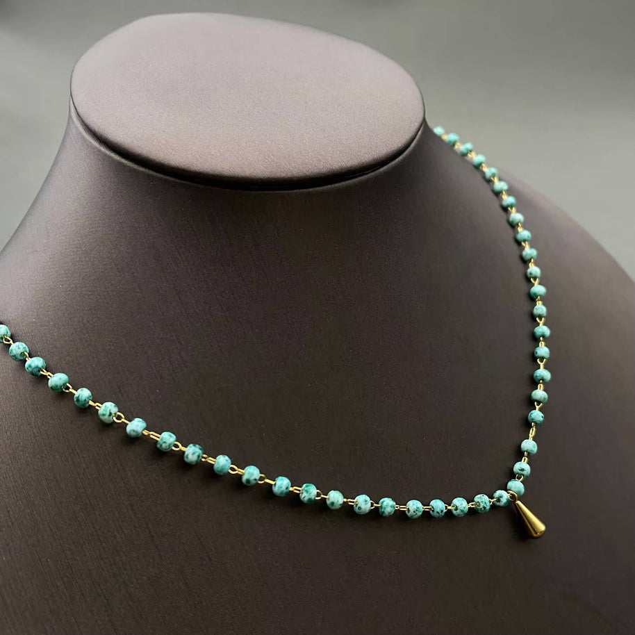 18K GP SS Seed Bead Chain Necklace