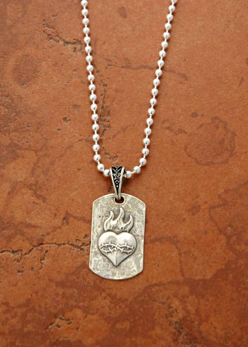 Sterling Dogtag Heart Necklace