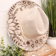 Engraved Floral Rancher Hat, Full Brim