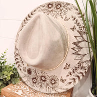 Engraved Floral Rancher Hat, Full Brim