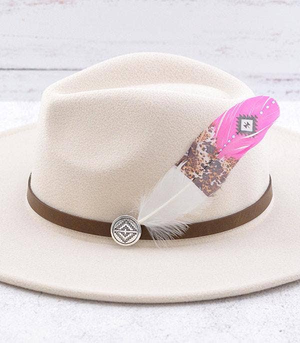 Concho Feather Hat Pin, Pink