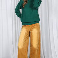 Stone Washed Cotton Corduroy Cropped Pants