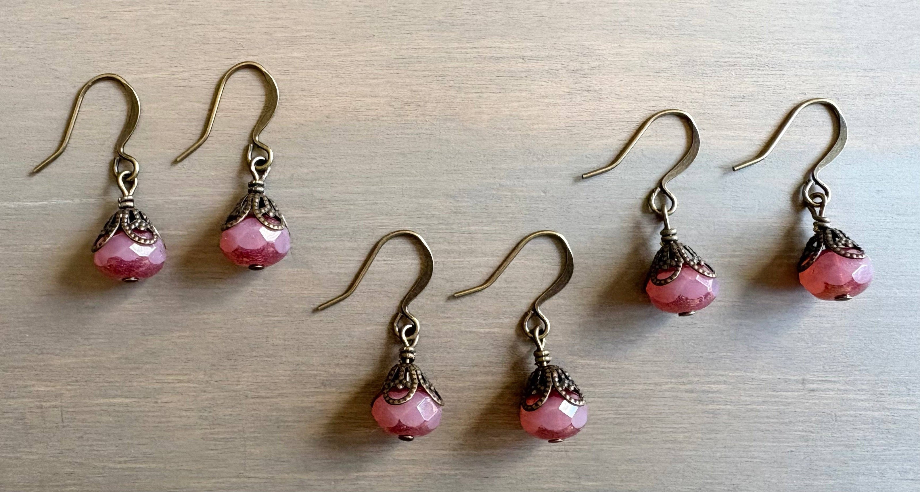 Earthen Beauty Simple Drop Earrings in Raspberry